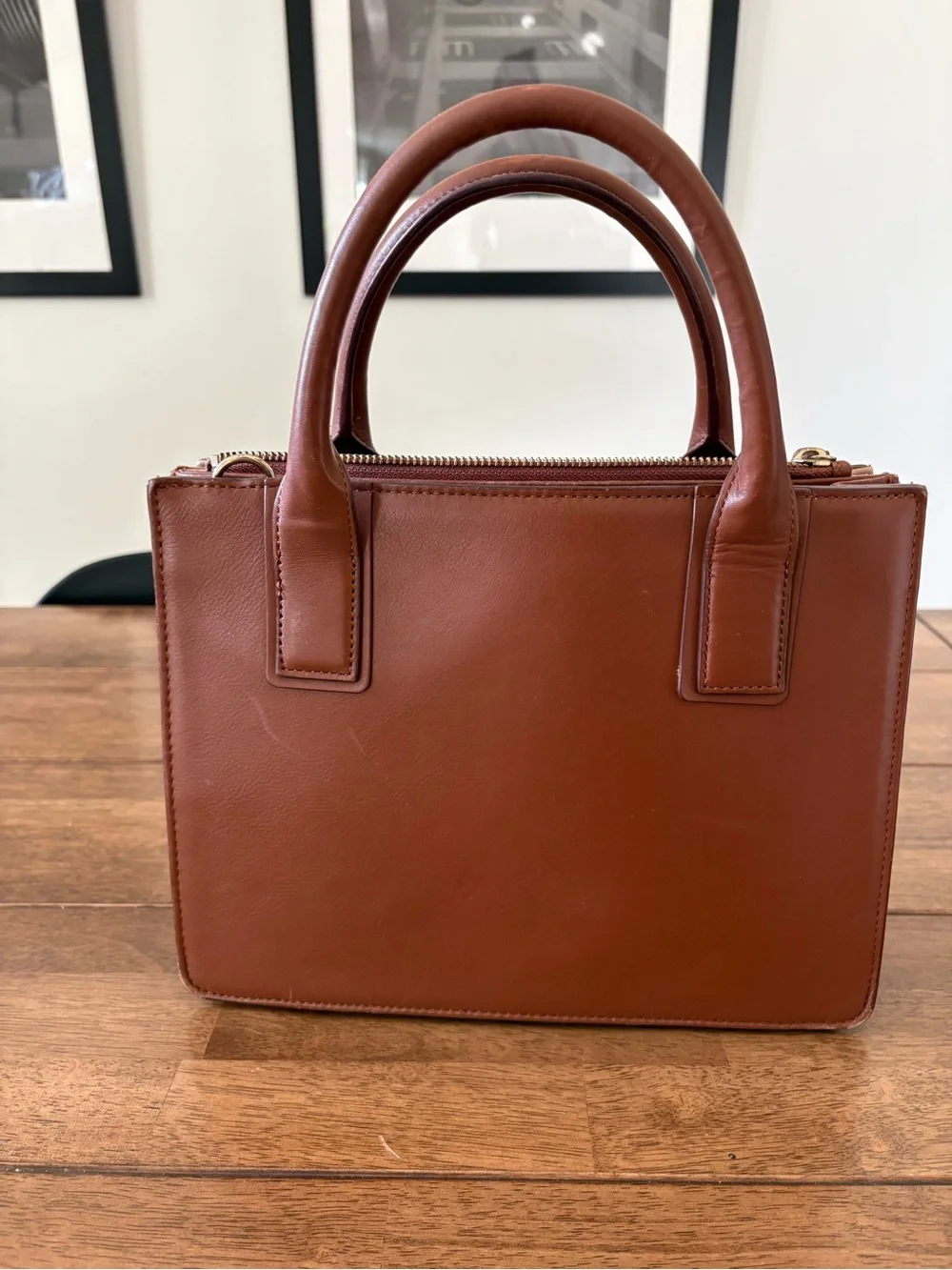 Nordstrom Brown Leather Structured Satchel